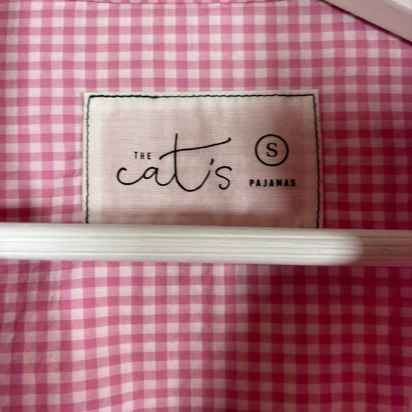 The Cat's Pajamas Set Pink Gingham Check Print 100% Cotton Womens Small Peru - Picture 5 of 11